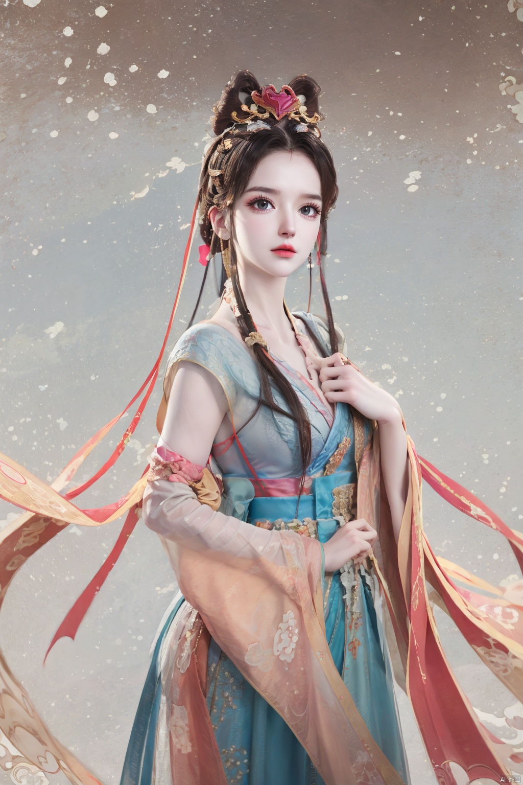 （ desert）Background,masterpiece, best quality, realistic, Highly detailed, simple background,yue,1girl, solo, yue , hair ornament , hanfu, 1girl, yue , hair ornament , hanfu