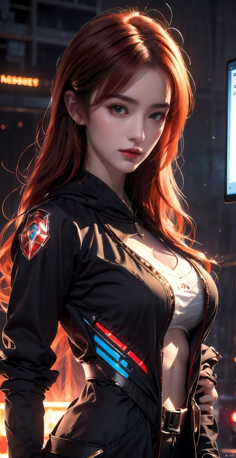  beautiful, linework, thick outlines, strong shadows, 
1 girl, ***** welsh woman, red eyes, white quiff hair, 
 looking at viewer, solo, upper body, detailed background, detailed face, (, Sc**t4, scifi theme:1.1), evil high-tech futuristic hacker, smirk, hoodie, techwear, wearable device, (holographic display:1.05), access denied, numbers, computer, password, , biometric lock, screens in background, red lights, cyber-warfare, dark sinister atmosphere,