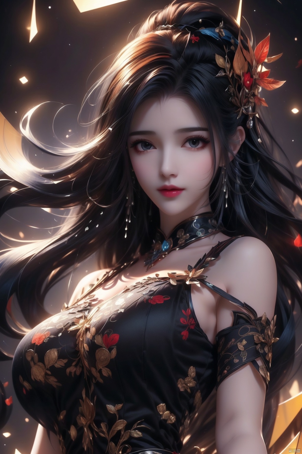  dark theme,zhongfenghua, (1girl:1.2), (masterpiece,top quality,best quality,official art,beautiful and aesthetic:1.2), (geometric abstract background:1.4), esoteric,depth of field(zentangle, mandala, tangle, entangle), (colorful:1.1), (floating colorful sparkles), (dynamic pose), (dynamic angle:1.4), glowing skin,elegant, a brutalist designed, vivid colours, romanticism, Samoan pond, Fluid Moving well-built girl, Fall, expressive brush strokes, Swirling, Daofa Rune, 1girl,police,yellow_dress
