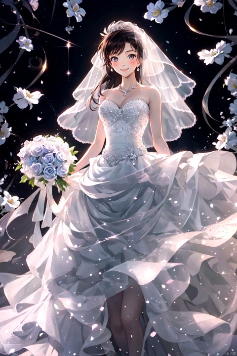 ooyama Kazuha,masterpiece, HD,best quality, conan,conan,1girl,1boy,luxurious wedding dress,(wedding:1.6),dreamy scene, front viewer, looking at viewer, Flowers,white rose,romantic, Bride, Translucent white turban, UHD, 16k, , sparkling dress, yunbin, smile,ll-hd, backlight, colors,褰╄壊澶栧, conan, ooyama Kazuha