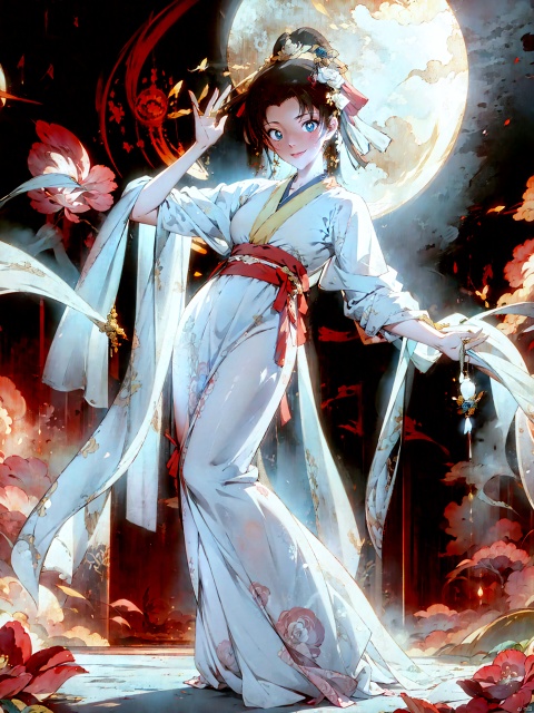  ooyama Kazuha,oyama Kazuha,Bodhisattva, full body display, wearing plain white clothes, Holy Light, holding white flowers, willow branches, jade bottles, beings, cutting their own throats, background is in the wilderness, official art, unit 8k wallpaper, super detail, beauty and aesthetics, masterpiece, best quality, extremely detailed, dynamic Angle, paper skin, radius, brightness, denim, most beautiful form chaos, elegance, a brutalist design, Visual color,Mouri Ran, flowers in full bloom, numerous flowers and birds, deep forest, sunshine, atmosphere, rich details, full-body lens, shot from top, shot from bottom, detailed background, beautiful sky, flowing hair, perfect face, delicate features, high details, smile, fisheye lens, dynamic Angle, dynamic pose, exotic dance, Hanfu, Dunhuang cloth, Guanyin, juemei, qtcg, Anime, ooyama Kazuha