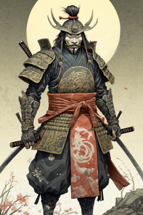 arcane samurai, by Gris Grimly, (best quality, masterpiece, Representative work, official art, Professional, Ultra intricate detailed, 8k:1.3)