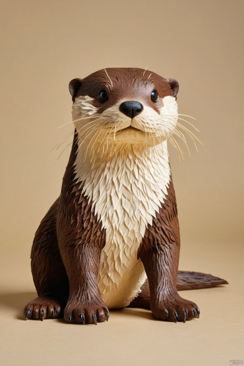 paper art,layered paper art,Roll paper,Decoupage,Paper carving, Lifelike Otter,,Simple background, soft light, (masterpiece, best quality, perfect composition, very aesthetic, absurdres, ultra-detailed, intricate details, Professional, official art, Representative work:1.3)