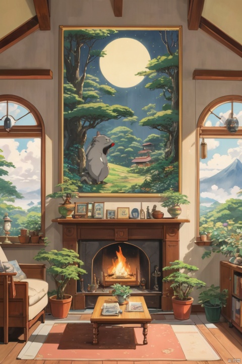 cartoon movie poster, room of ghibli, Exquisite decoration, neat and tidy, sort, indoor, anime realism, detailed background, (masterpiece, best quality, perfect composition, very aesthetic, absurdres, ultra-detailed, intricate details, Professional, official art, Representative work:1.3)