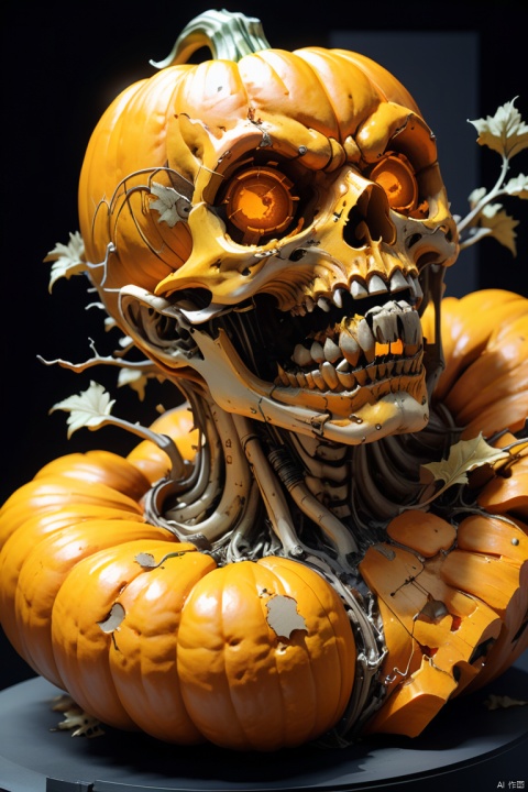 detailed pumpkin sculpture by Katsuhiro Otomo and Yoji Shinkawa, octane render, (best quality, masterpiece, Representative work, official art, Professional, 8k:1.3)