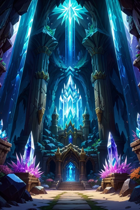 (Crystal Caves:1.4), Luminous Crystals, Crypt Lord, World of Warcraft, epic fantasy, game, detailed composition, enhance, intricate, (best quality, masterpiece, Representative work, official art, Professional, unity 8k wallpaper:1.3)
