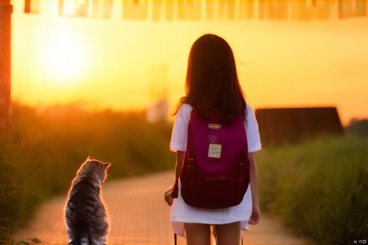 夕阳西下,少女背着书包,手里提着刚买的猫粮,家门口一只小猫欢快地迎接她归来。门开瞬间,温暖的灯光与家的味道扑面而来,这是最平凡也是最幸福的时刻