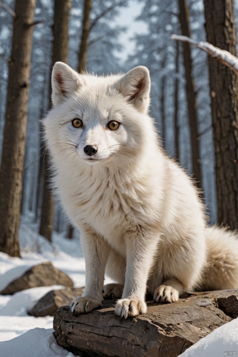 white arctic fox, by Richard Scarry, (best quality, masterpiece, 8k:1.3)