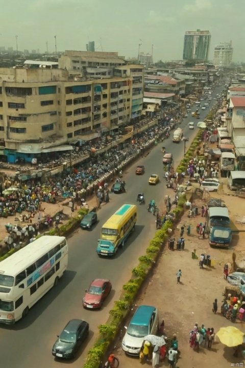 A beautiful homemade video showing the people of Lagos, Nigeria in the year 2056. Shot with a mobile phone camera, (best quality, masterpiece, Representative work, official art, Professional, Ultra intricate detailed, 8k:1.3)