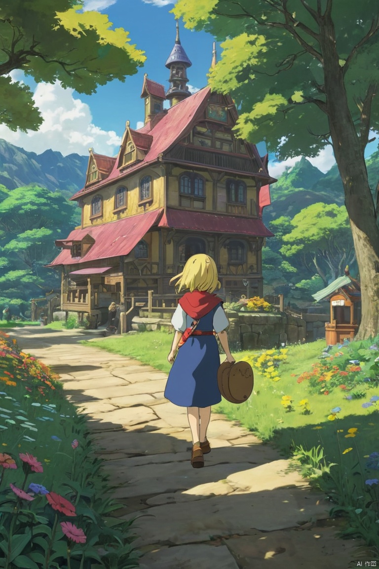 girl, solo, game "Ni no Kuni 2：Revenant Kingdom", Studio Ghibli Style, outdoors, (masterpiece, best quality, perfect composition, very aesthetic, absurdres, ultra-detailed, intricate details, Professional, official art, Representative work:1.3)
