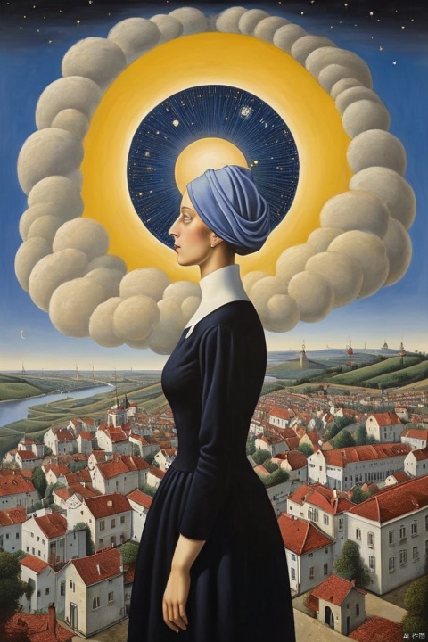 by Rafal Olbinski, (masterpiece, best quality, perfect composition, very aesthetic, absurdres, ultra-detailed, intricate details, Professional, official art, Representative work:1.3)