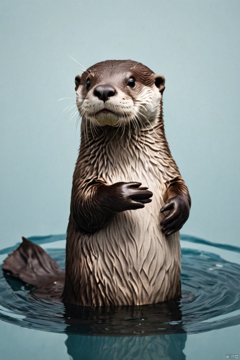 a cute Otter, Black vinyl record, minimalism art, water background, (masterpiece, best quality, perfect composition, very aesthetic, absurdres, ultra-detailed, intricate details, Professional, official art, Representative work:1.3)