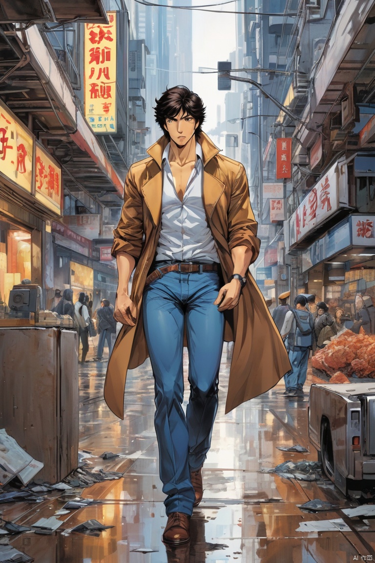 Comic city hunter style, (masterpiece, best quality, perfect composition, very aesthetic, absurdres, ultra-detailed, intricate details, Professional, official art, Representative work:1.3)
