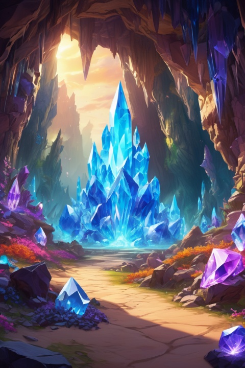 (Crystal Caves:1.4), Luminous Crystals, Far Seer, World of Warcraft, epic fantasy, game, detailed composition, enhance, intricate, (best quality, masterpiece, Representative work, official art, Professional, unity 8k wallpaper:1.3)