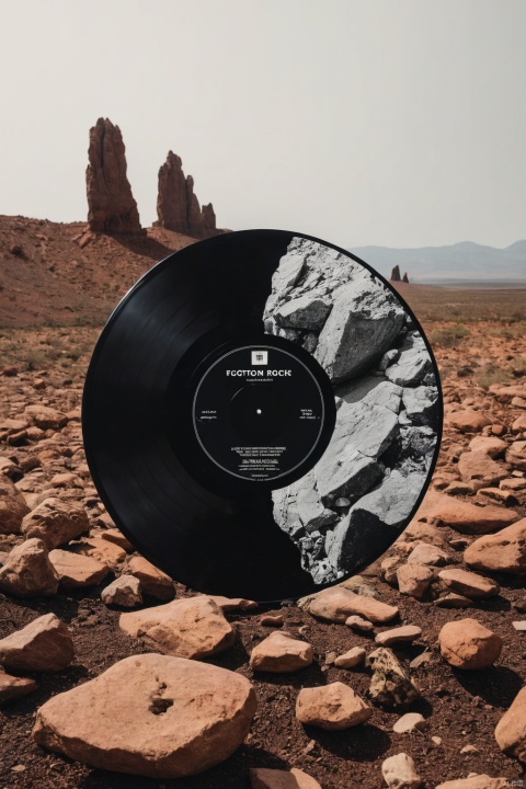 image of Floating Rocks on Black vinyl record cover, cover design, package design, minimalism art, (masterpiece, best quality, perfect composition, very aesthetic, absurdres, ultra-detailed, intricate details, Professional, official art, Representative work:1.3)