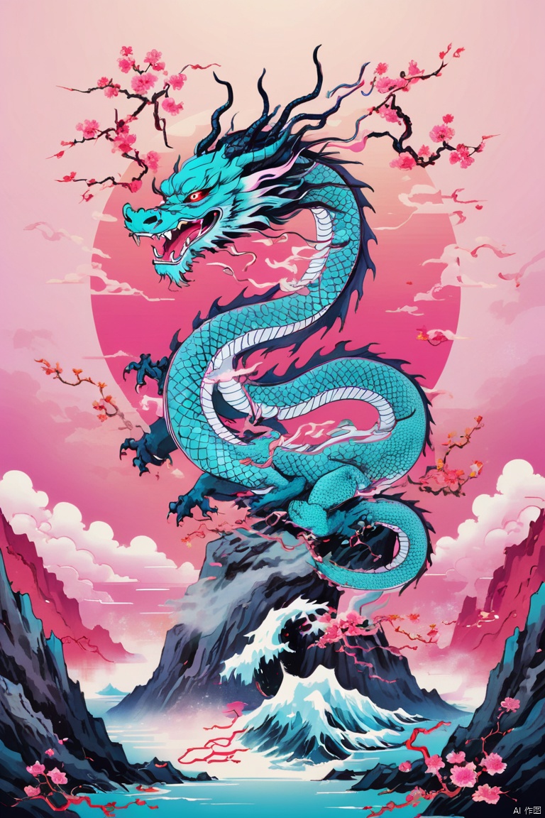 Beautiful vaporwave aesthetics in artwork, chinese style, chinese elements, dragon, (best quality, masterpiece, Representative work, official art, Professional, 8k)