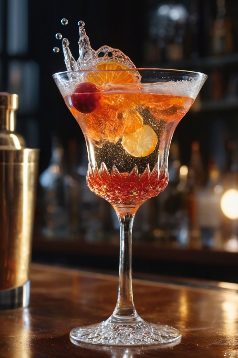 an epic cocktail showcasing a remarkable Tyndall effect, where light refracts through the bubbles and ingredients, creating a dazzling and vibrant visual spectacle, (best quality, masterpiece, Representative work, official art, Professional, Ultra intricate detailed, 8k:1.3)