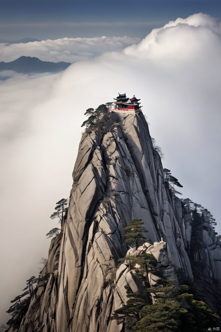 Mount Taishan, Mount Tai, Taishan Mountain, cloud, by Pierre Pellegrini, (masterpiece, best quality, perfect composition, very aesthetic, absurdres, ultra-detailed, intricate details, Professional, official art, Representative work:1.3)