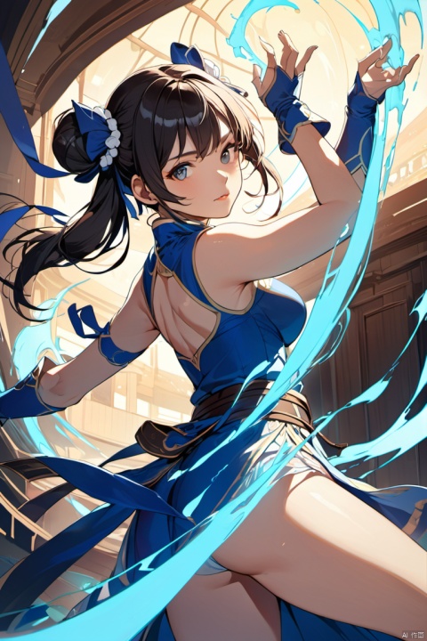 1girl, Chun_li, Double bun, ENERGY WAVE, fine shadows, cinematic lighting, anime art style, (masterpiece, best quality, perfect composition, very aesthetic, absurdres, ultra-detailed, intricate details, Professional, official art, Representative work:1.3)
