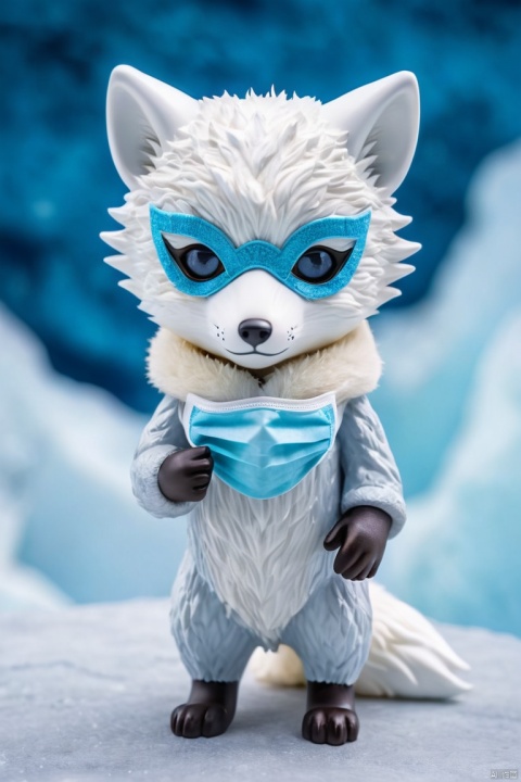 a cute colorful chibi arctic fox wearing mask, ice background, godrays, ultra high res, (photorealistic, realistic:1.2), deep shadow, raw photo, film grain, Fujifilm XT3, 8k uhd, dslr, (best quality, masterpiece, Representative work, official art, Professional, Ultra intricate detailed, 8k:1.3)