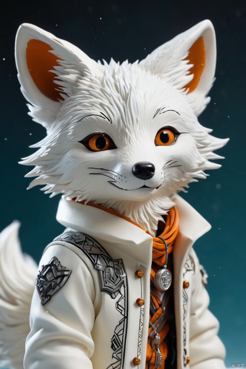 white fox by Skottie Young, arctic, (best quality, masterpiece, Representative work, official art, Professional, Ultra intricate detailed, 8k:1.3)
