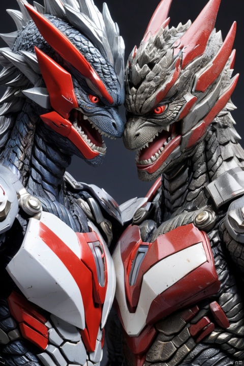 face split in half, half Godzilla and half Ultraman, (masterpiece, best quality, perfect composition, very aesthetic, absurdres, ultra-detailed, intricate details, Professional, official art, Representative work:1.3)
