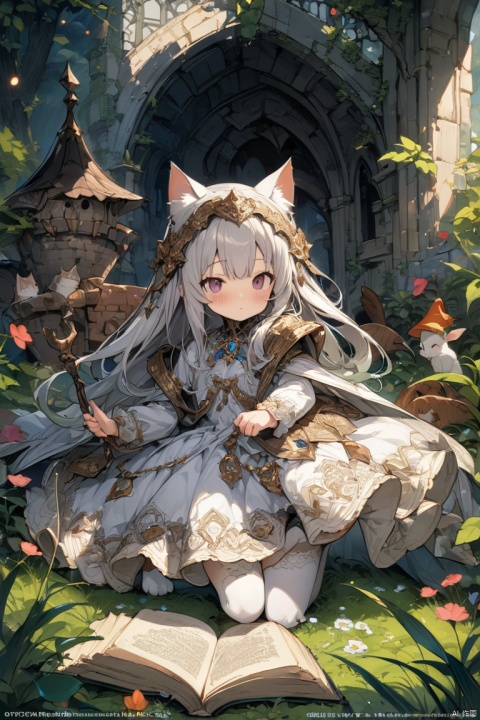 cute Cat Knight, Fairy Tales, (masterpiece, best quality, perfect composition, very aesthetic, absurdres, ultra-detailed, intricate details, Professional, official art, Representative work:1.3)