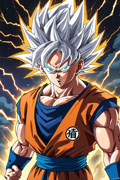 anime style, anime realism, dragon ball, Lightning bolts, expressive eyes, (best quality, perfect masterpiece, Representative work, official art, Professional, high details, Ultra intricate detailed:1.3)