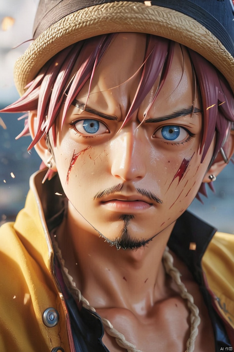 anime style, anime realism, ONE PIECE, Lightning bolts, expressive eyes, (best quality, perfect masterpiece, Representative work, official art, Professional, high details, Ultra intricate detailed:1.3)