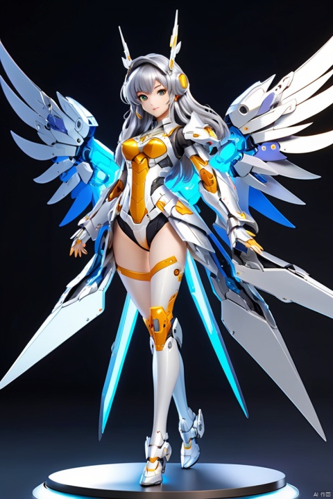 pop up book, mecha girl, (silver long hair), full-body pose, mechanical wings, dynamic angle, (best quality, masterpiece, Representative work, official art, Professional, 8k:1.3)