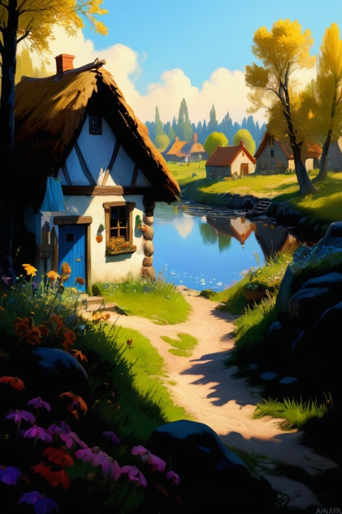 (Fairy Village:1.2), Anna Ancher, lovely, intricate, (best quality, masterpiece, Representative work, official art, Professional, unity 8k wallpaper:1.3)