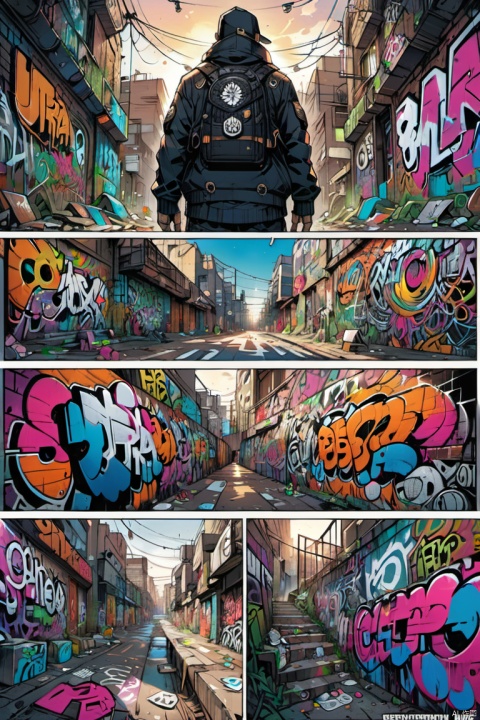 Graffiti Comics, (best quality, masterpiece, Representative work, official art, Professional, Ultra intricate detailed, 8k:1.3)