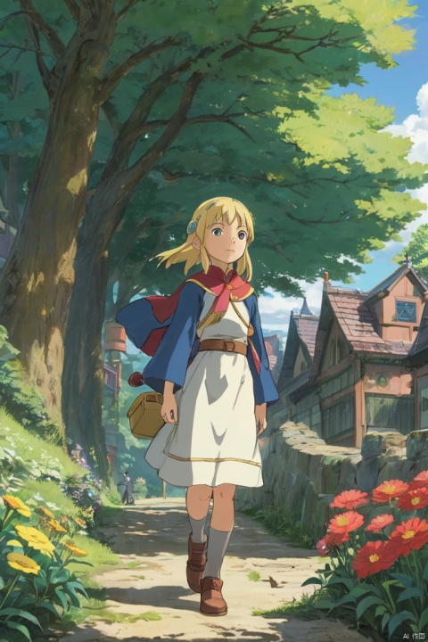 girl, solo, anime realism, game "Ni no Kuni 2：Revenant Kingdom", Studio Ghibli Style, outdoors, (masterpiece, best quality, perfect composition, very aesthetic, absurdres, ultra-detailed, intricate details, Professional, official art, Representative work:1.3)