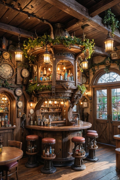 benderbot inside of a whimsical fairy pub, (best quality, masterpiece, Representative work, official art, Professional, Ultra intricate detailed, 8k:1.3)