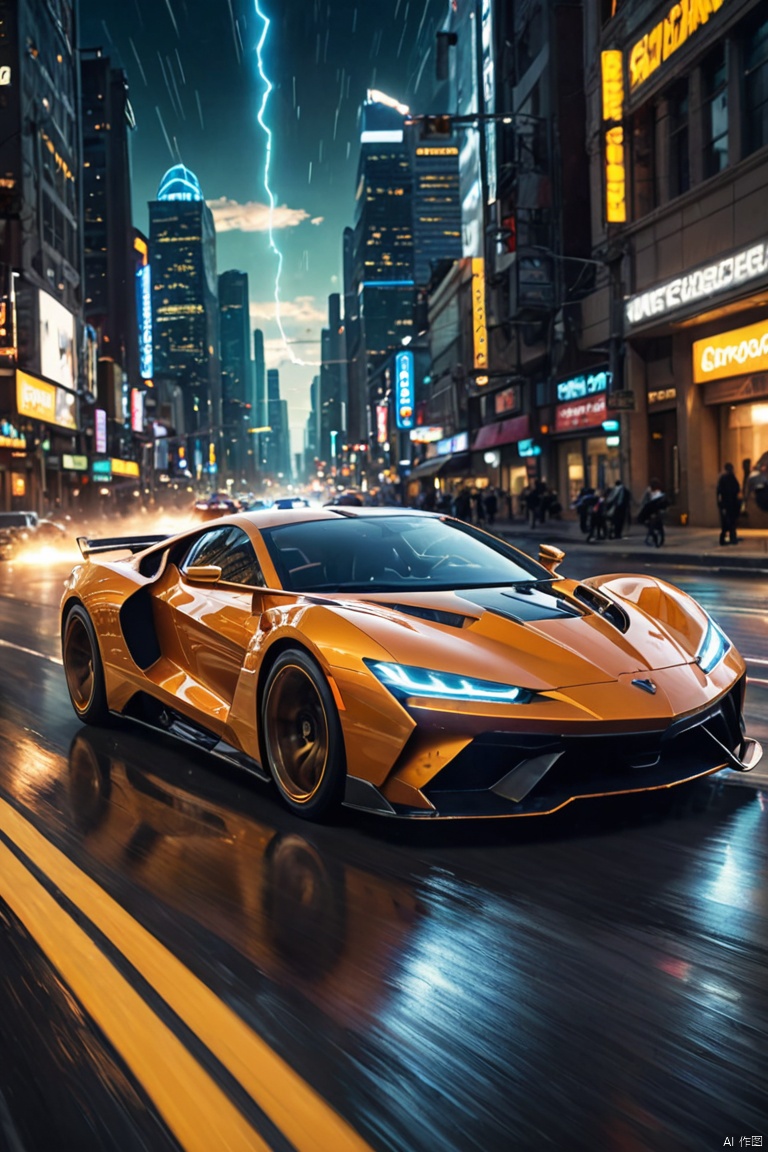 a sci-fi sportscar passing by, light speed, flash, motion trail, a shining star like sunshape in the background, motion blur, epic visual effects, interstellar, flow, detailed, scifi, star blast, dark vibrant colors, cosmic art, stars in background, cinematic scene, lens flare, god rays, art of Doug Chiang and John Park, glowneon, glowing, sparks, lightning, dramatic lighting, (best quality, masterpiece, Representative work, official art, Professional, Ultra intricate detailed, 8k:1.3)