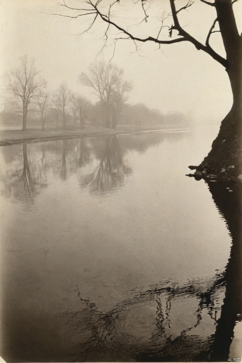 Reflection art, by alfred stieglitz, (best quality, masterpiece, perfect composition, very aesthetic, absurdres, ultra-detailed, intricate details, Professional, Representative work, official art:1.3)