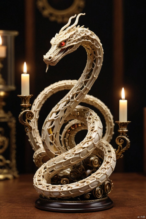 mad-candle snake, Mechanical body, (best quality, masterpiece, Representative work, official art, Professional, Ultra intricate detailed, 8k:1.3)