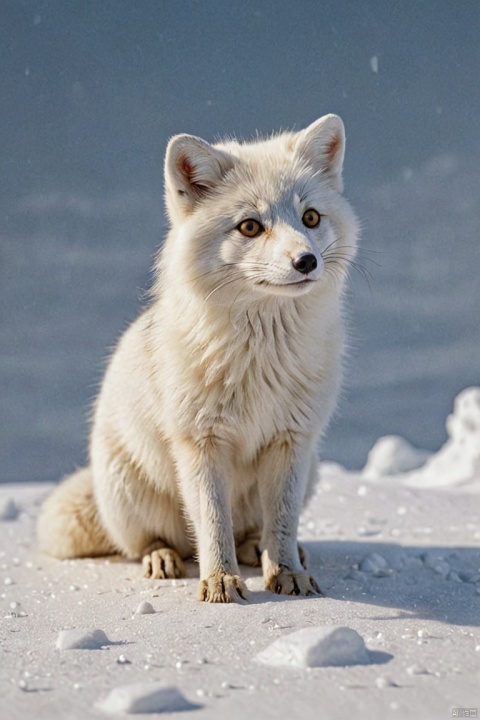 white arctic fox, by Richard Scarry, (best quality, masterpiece, Representative work, official art, Professional, Ultra intricate detailed, 8k:1.3)