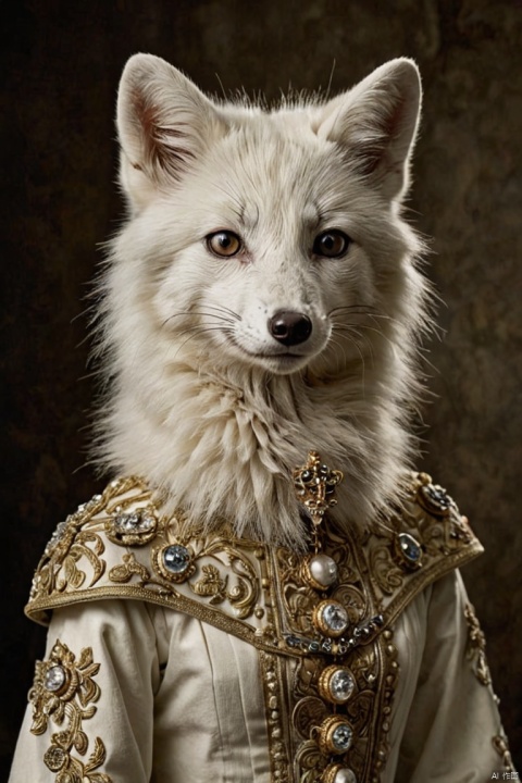 by Sacha Goldberger, white arctic fox, (best quality, masterpiece, Representative work, official art, Professional, Ultra intricate detailed, 8k:1.3)