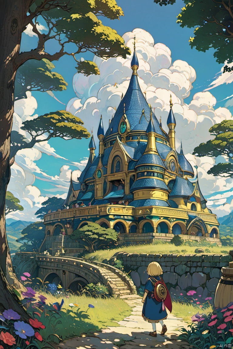 girl, solo, game "Ni no Kuni 2：Revenant Kingdom", Studio Ghibli Style, outdoors, (masterpiece, best quality, perfect composition, very aesthetic, absurdres, ultra-detailed, intricate details, Professional, official art, Representative work:1.3)