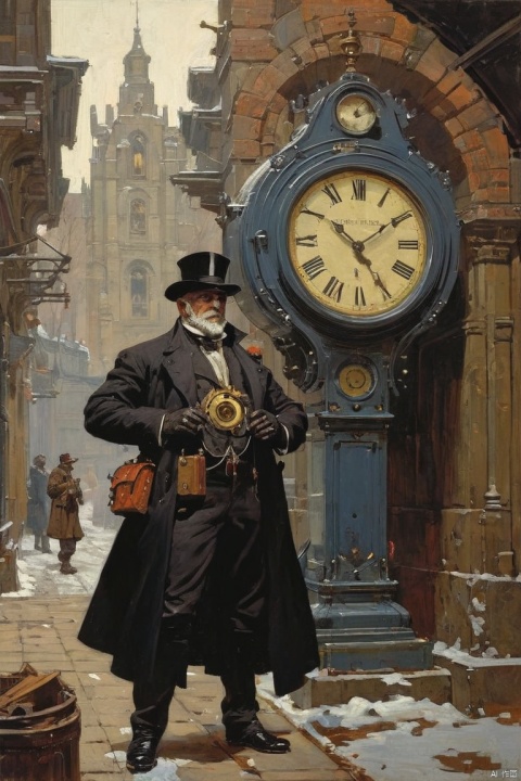by Walter Launt Palmer and Mike Mignola, Clockpunk fantasy, (masterpiece, best quality, perfect composition, very aesthetic, absurdres, ultra-detailed, intricate details, Professional, official art, Representative work:1.3)