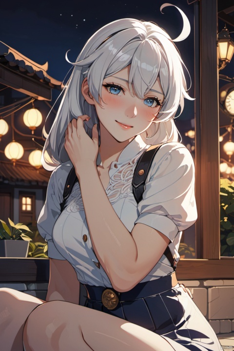 1girl, kiana kaslana, honkai \(series\), yuri, scratching head, smile, blushing, shy, night time, cinematic lighting, anime art style, (masterpiece, best quality, perfect composition, very aesthetic, absurdres, ultra-detailed, intricate details, Professional, official art, Representative work:1.3)
