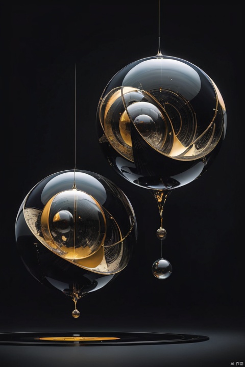 image of 3 sphere floating high in the air on Black vinyl record cover, image on record cover, cover design, package design, minimalism art, (masterpiece, best quality, perfect composition, very aesthetic, absurdres, ultra-detailed, intricate details, Professional, official art, Representative work:1.3)