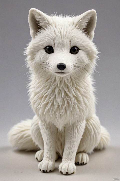 white arctic fox, by Ivan Plush, (best quality, masterpiece, Representative work, official art, Professional, Ultra intricate detailed, 8k:1.3)