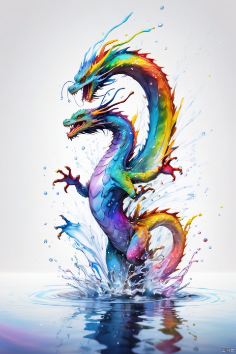 Expressing the flow of ink dancing in the wind,water effects,colorful water,A water dragon is swimming in the ink,dragon body is smooth and streamlined,Ink splash,Sparkling,Bright colors,light reflection,rich colors,abstract,3D,High resolution,masterpiece,high quality,Detailed details,Colors of the rainbow,laugh mischievously,tricky,design,fun,bright colors,splash of water,invite you to the world of art,wonderful,dim background, panoramic, Ultra high saturation, (best quality, masterpiece, Representative work, official art, Professional, 8k)