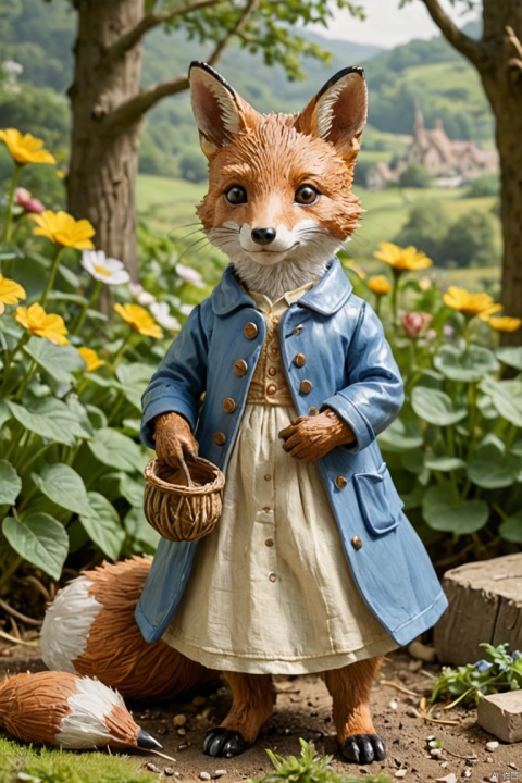 by Beatrix Potter, fox, (best quality, masterpiece, Representative work, official art, Professional, Ultra intricate detailed, 8k:1.3)