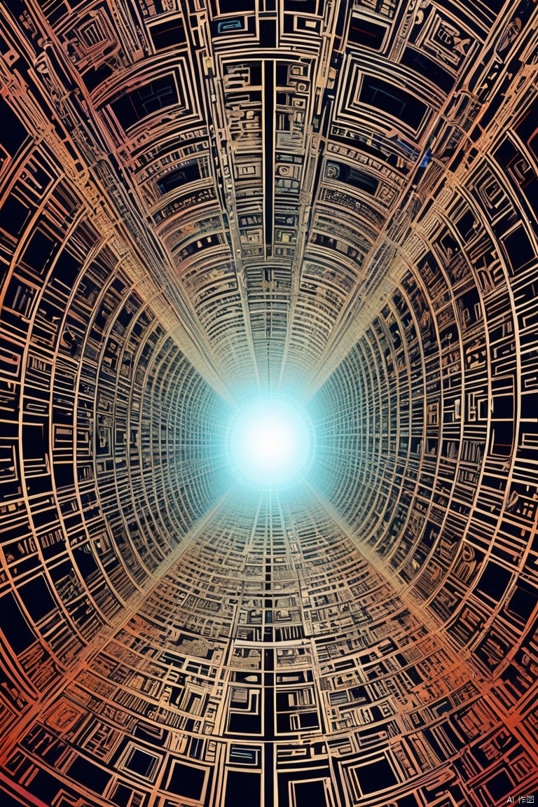 Optical illusion art, Four-dimensional space, digital matrix, intricate, (best quality, masterpiece, Representative work, official art, Professional, 8k)