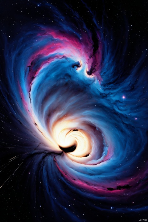 The vast starry sky is sucked into the black hole by a mysterious force,Huge whirlpools, panoramic view, Ultra high saturation, (best quality, masterpiece, Representative work, official art, Professional, 8k)