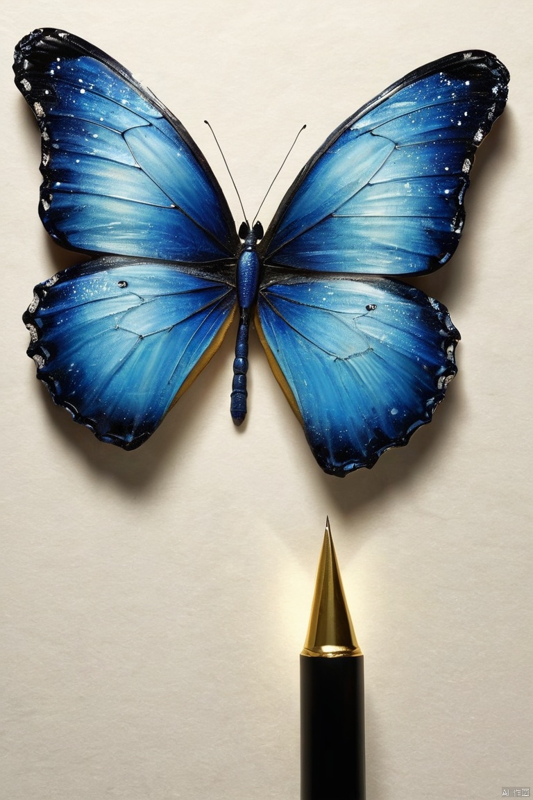 letter,Like a blue butterfly,Dancing from the pen,Transforming ideas into exquisite works of art,Supple,Side Light, (masterpiece, best quality, perfect composition, very aesthetic, absurdres, ultra-detailed, intricate details, Professional, official art, Representative work:1.3)
