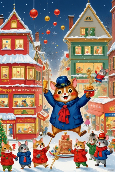by Richard Scarry, happy new year, enhance, intricate, (best quality, masterpiece, Representative work, official art, Professional, unity 8k wallpaper:1.3)